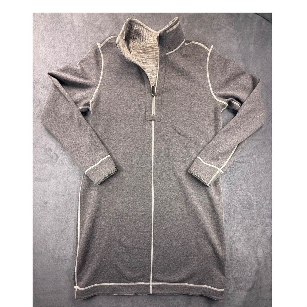 Tommy Bahama Marled Flip Side Reversible 1/4 Zip Dress Silver Streak Heather M - Picture 11 of 15